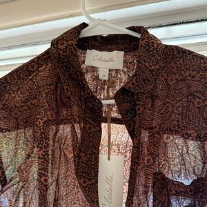 Cleobella Sheer Poppy Paisley Button-Up Blouse - Brown & Black